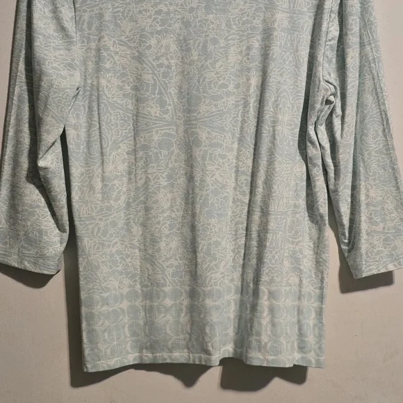 Chico's Light Green Paisley Long Sleeve Top - Picture 7 of 11